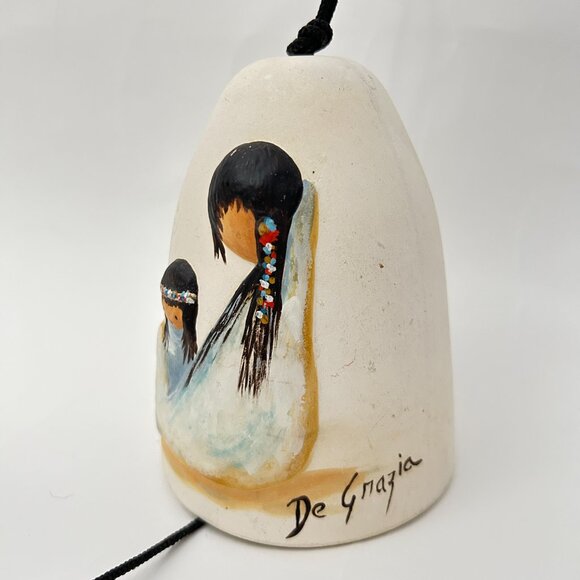 De Grazia Clay Pottery Wind Chime / Bell Indian Woman And Child & Papoose 3D - Picture 3 of 13